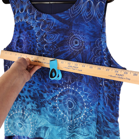 Desigual Mini Shift Dress 40 US 8 M Women Blue BOHO Chiffon Layered Flowy - Picture 11 of 13